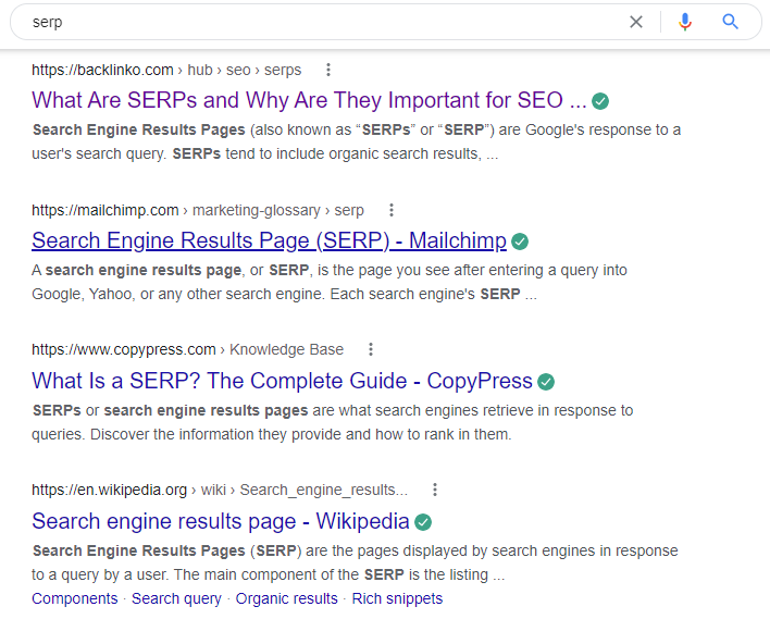 What is a SERP